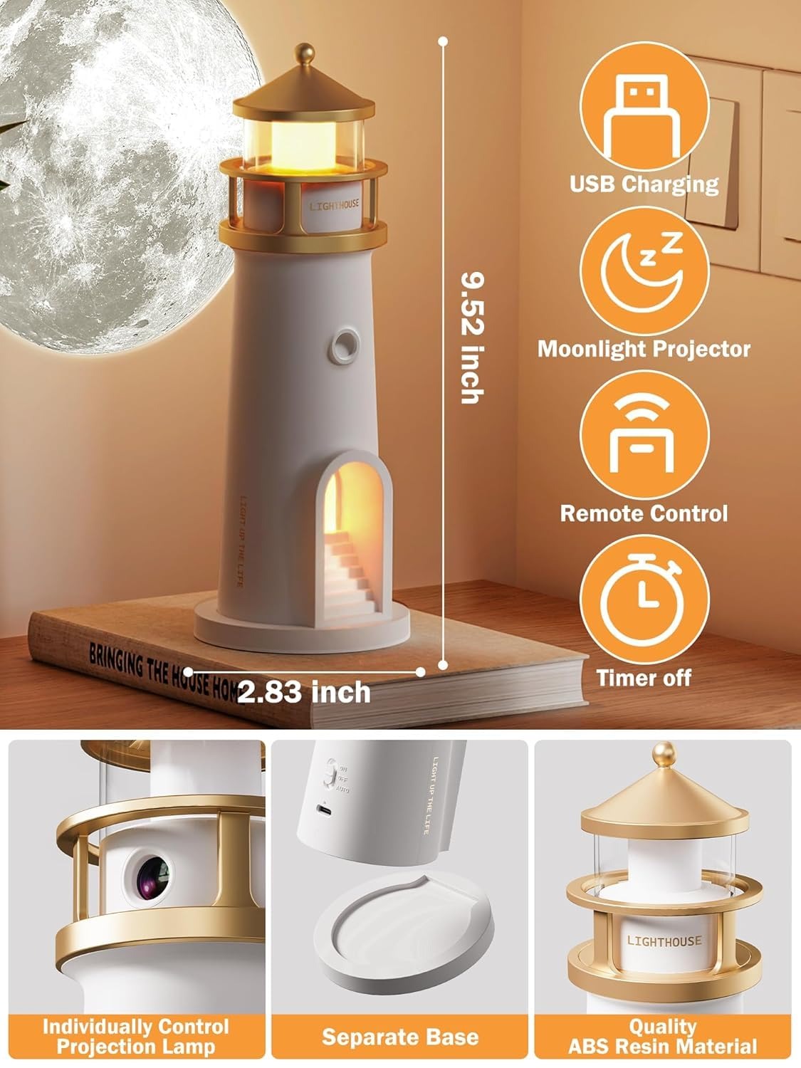 Lighthouse Lamp Galaxy Moon Projector - Image 2