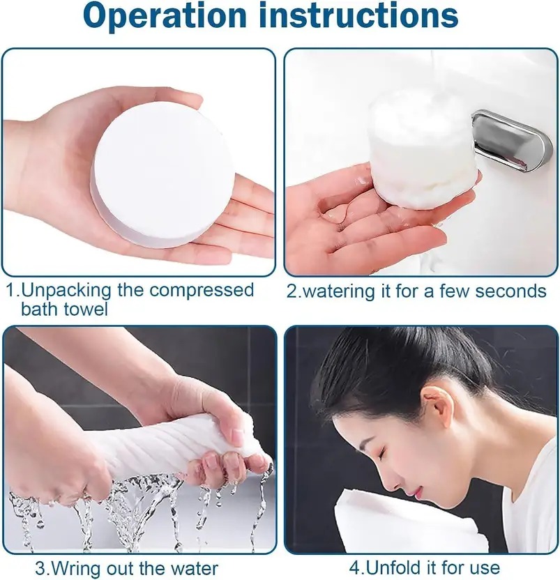 Cotton Bath Towel, Travel Magic Compressed Disposable Towel Tablet Face Care