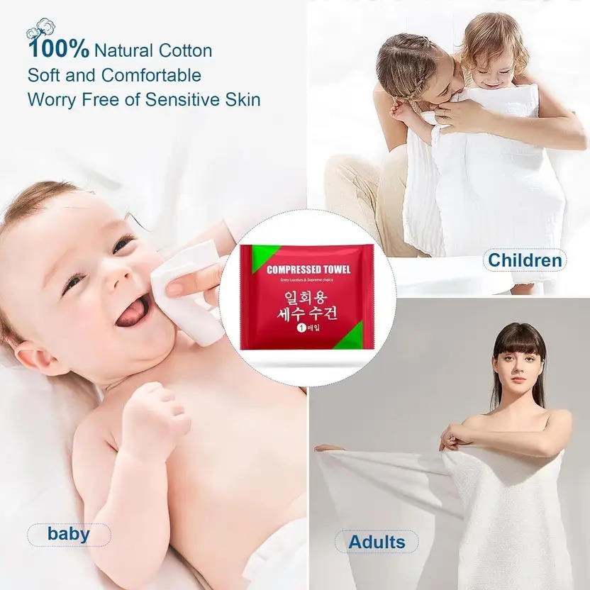 Cotton Bath Towel, Travel Magic Compressed Disposable Towel Tablet Face Care - Image 2