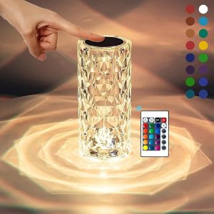 Table Lamp Crystal Rose Light 16 RGB Color Changing Diamond Lamps with Remote Night Lamp